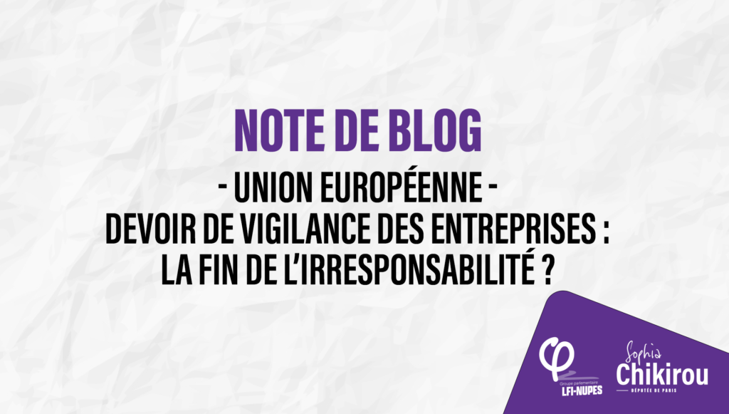 Union européenne : Devoir de vigilance des entreprises : la fin de l’irresponsabilité ? Sophia Chikirou