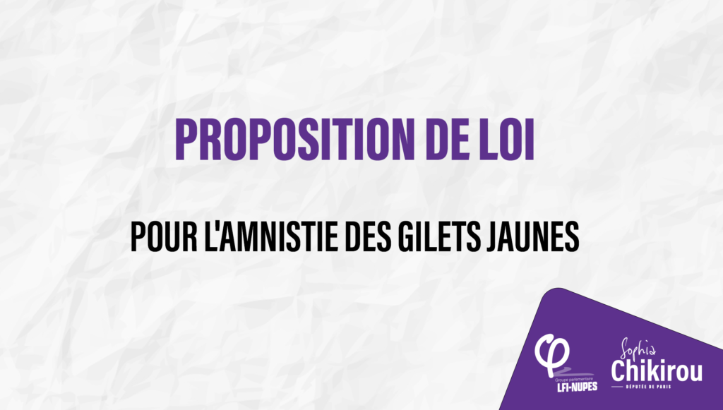 Proposition de loi pour l'amnistie des gilets jaunes - Sophia Chikirou