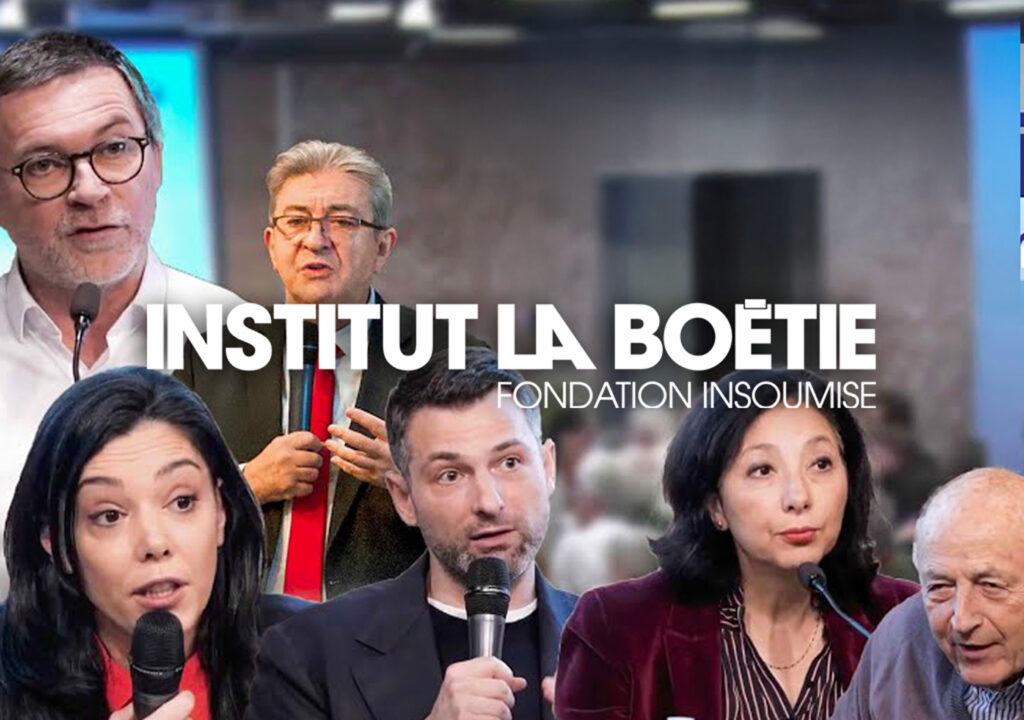 Table ronde de l'Institut La Boétie, fondation insoumise, sur le thème des entreprises avec la députée Sophia Chikirou et Jean-Luc Mélenchon