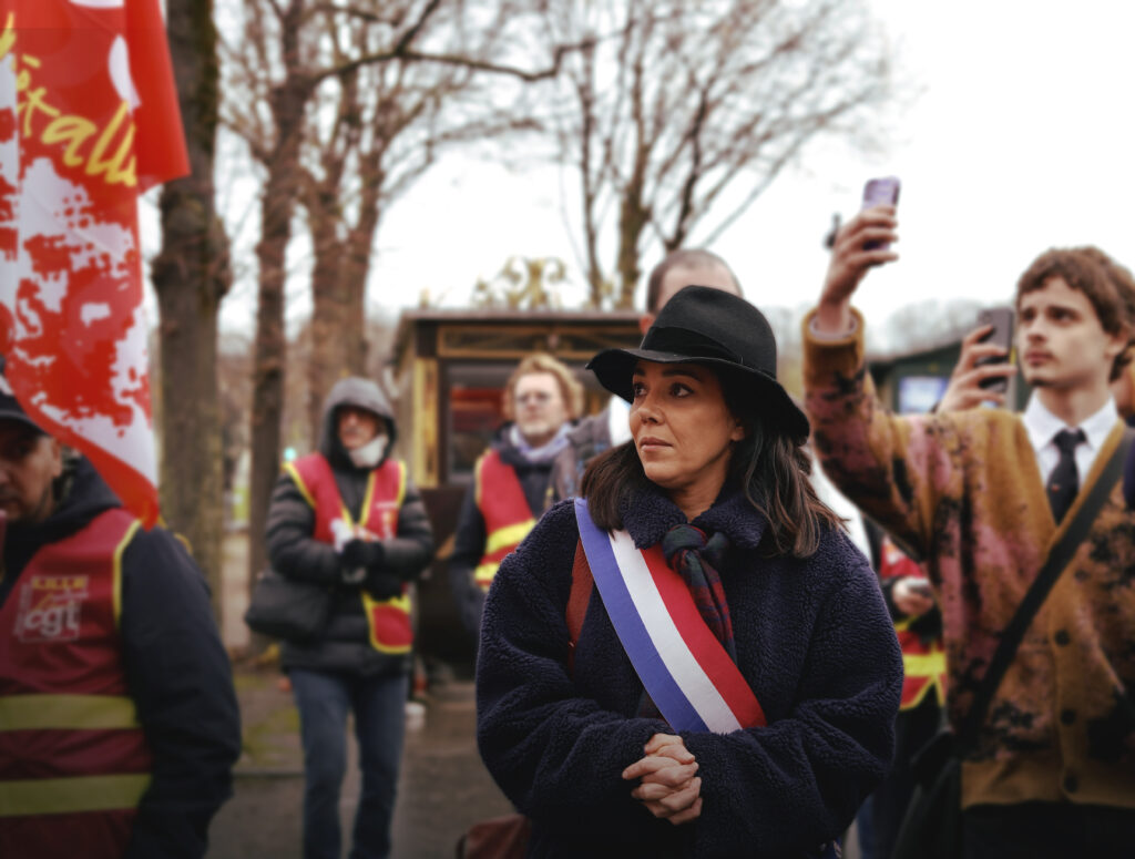 Sophia Chikirou au rassemblement des salariés d'Arcelor mittal
